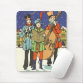 Vintage Kerstmis, Musicians die met muziek spelen Muismat (Met muis)