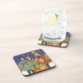 Vintage Kerstmis, Musicians die met muziek spelen Onderzetter (Rechterzijde)