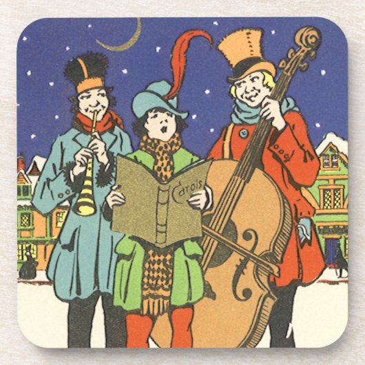 Vintage Kerstmis, Musicians die met muziek spelen Onderzetter (Voorkant)