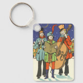 Vintage Kerstmis, Musicians die met muziek spelen Sleutelhanger (Voorkant)