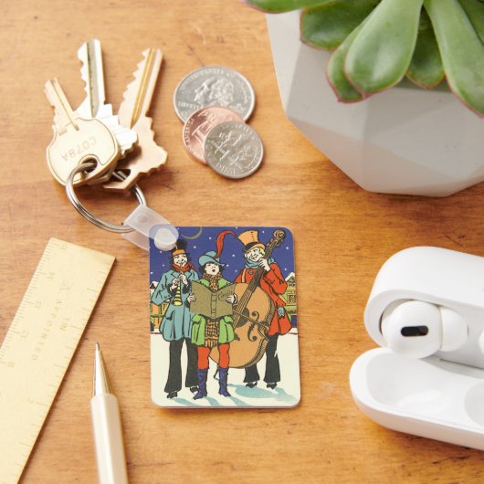 Vintage Kerstmis, Musicians die met muziek spelen Sleutelhanger (Bureau)