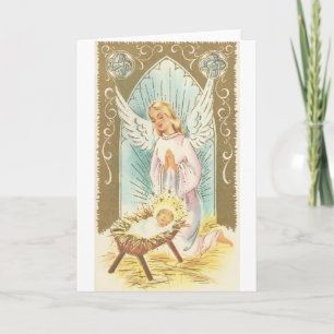 Vintage Kerstmis Natitivity Angel Feestdagen Kaart