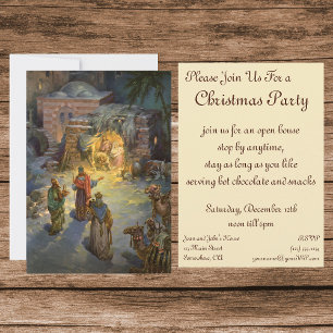 Vintage Kerstmis Natitivity Magi Invitation Kaart