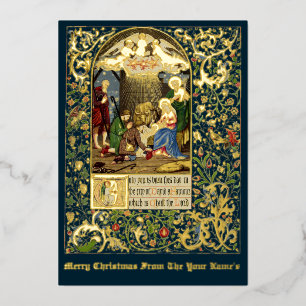 Vintage Kerstmis Natitivity van Alfred Crispin Folie Feestdagenkaart