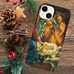 Vintage Kerstmis Nativiteit, Baby Jezus in Manger Case-Mate iPhone 14 Hoesje<br><div class="desc">Een  illustratie van de religieuze kerstvakantie met een klassieke nationaliteit. Een Christelijke religieuze familierelocatie met Mary,  Joseph en de baby Jezus Christus in de woede met lamsvlees en schapen. Bethlehem.</div>