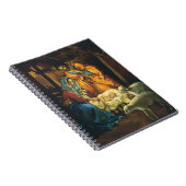 Vintage Kerstmis Nativiteit, Baby Jezus in Manger Notitieboek (Rechterzijde)