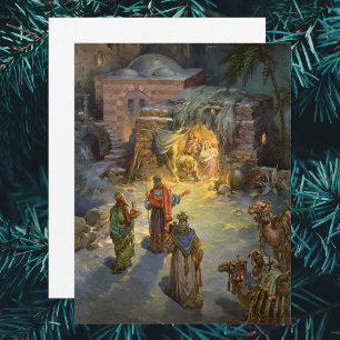 Vintage Kerstmis Nativiteit met Magi Invitation Kaart