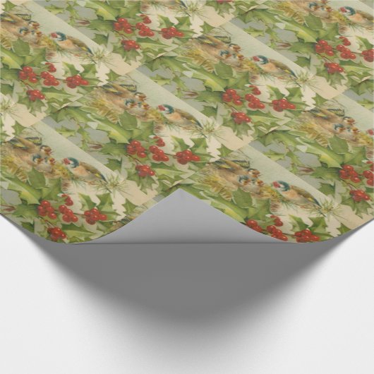 Vintage Kerstmis Nest Cadeaupapier (Hoek)