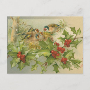 Vintage Kerstmis Nest Feestdagenkaart