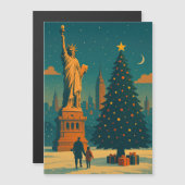 Vintage Kerstmis New York Magneet | Standbeeld (Voorkant / Achterkant)