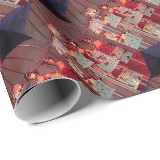 Vintage Kerstmis, New York, vensterscherm Cadeaupapier (Rol Hoek)