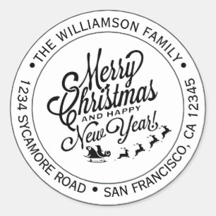 Vintage Kerstmis — Nieuw jaar — Retouradres Ronde Sticker