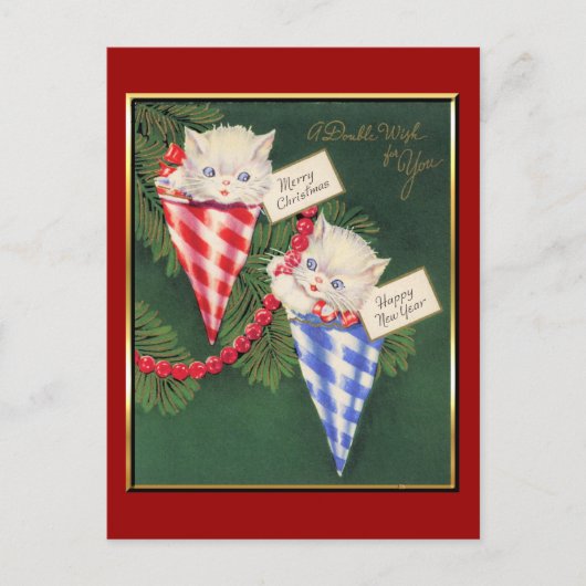 Vintage Kerstmis/Nieuwjaar Feestdagenkaart (Voorkant)