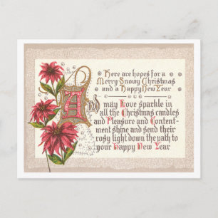 Vintage Kerstmis & Nieuwjaar Feestdagenkaart