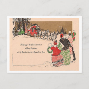 Vintage Kerstmis & Nieuwjaar Feestdagenkaart