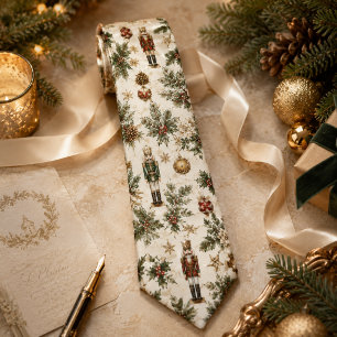 Vintage Kerstmis Notenkraker Soldaat Bloemen Stropdas