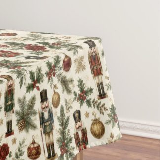 Vintage Kerstmis Notenkraker Soldaat Bloemen Tafelkleed