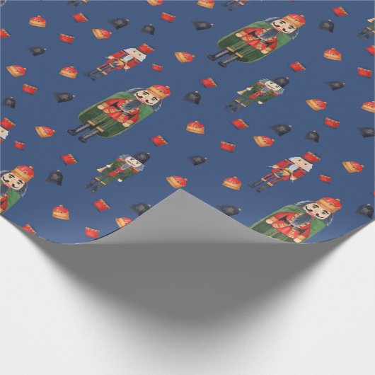 Vintage Kerstmis Nutcrackers Blue Cadeaupapier (Hoek)