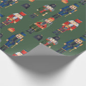 Vintage Kerstmis Nutcrackers Green Cadeaupapier (Hoek)