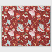 Vintage Kerstmis Nutkraker Fairy Tale Red Cadeaupapier (Vlak)