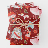 Vintage Kerstmis Nutkraker Fairy Tale Red Inpakpapier Vel (In situ)