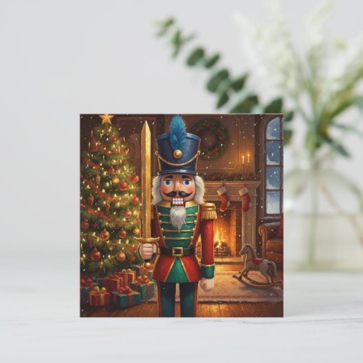 Vintage Kerstmis Nutkraker Feestdagenkaart (Staand voorkant)