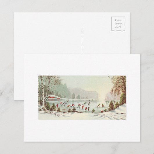 Vintage kerstmis op papier feestdagenkaart (Voorkant / Achterkant)