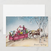 Vintage Kerstmis Paarden Trekken Sleigh Feestdagenkaart (Voorkant / Achterkant)