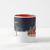 Vintage Kerstmis, paren in liefdesijsschaatsen Mok (Midden)