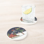 Vintage Kerstmis, paren in liefdesijsschaatsen Zandsteen Onderzetter (Zijkant)