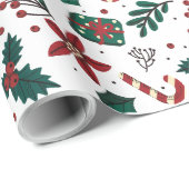 Vintage Kerstmis Patroon Gift Cadeaupapier (Rol Hoek)