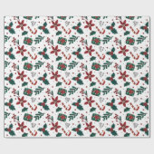 Vintage Kerstmis Patroon Gift Cadeaupapier (Vlak)