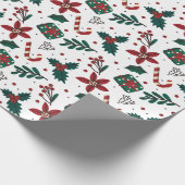 Vintage Kerstmis Patroon Gift Cadeaupapier (Hoek)
