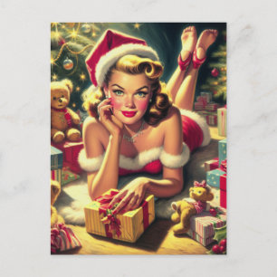 Vintage Kerstmis Pin-up Briefkaart