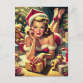 Vintage Kerstmis Pin-up Briefkaart (Voorkant)