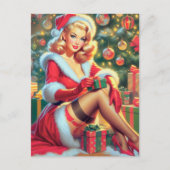 Vintage Kerstmis Pin Up Briefkaart (Voorkant)