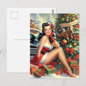 Vintage Kerstmis Pin-up Briefkaart (Voorkant / Achterkant)