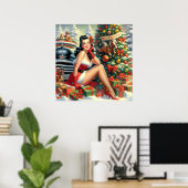 Vintage Kerstmis Pin-up Poster (Thuiskantoor)