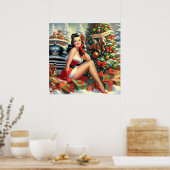 Vintage Kerstmis Pin-up Poster (Keuken)