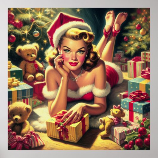 Vintage Kerstmis Pin-up Poster (Voorkant)