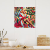 Vintage Kerstmis Pin Up Poster (Keuken)