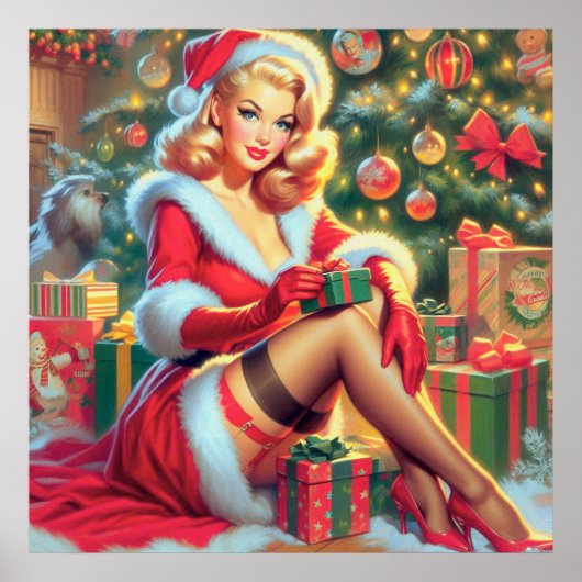 Vintage Kerstmis Pin Up Poster (Voorkant)