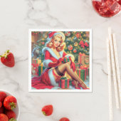 Vintage Kerstmis Pin Up Servet (Insitu)