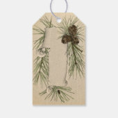 Vintage Kerstmis Pinecone en Scroll Vakantie Cadeaulabel (Achterkant)