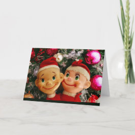 Vintage Kerstmis Pixie Jamboree Feestdagen Kaart