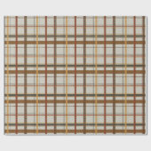 Vintage Kerstmis | Plaid | Rood & Crème & Tan Cadeaupapier (Vlak)