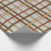 Vintage Kerstmis | Plaid | Rood & Crème & Tan Cadeaupapier (Hoek)