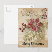 Vintage Kerstmis Poinsettia Bloem Collage Briefkaart (Voorkant / Achterkant)