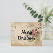 Vintage Kerstmis Poinsettia Bloem Collage Briefkaart (Staand voorkant)