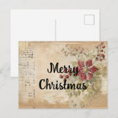 Vintage Kerstmis Poinsettia Bloem Collage Briefkaart (Voorkant / Achterkant)